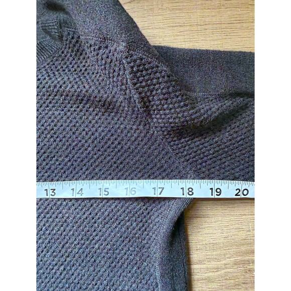 Athleta Thermal Honeycomb Sweater Womens Small Gray Wool Blend Side Slits - Picture 5 of 7